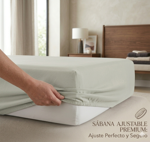 Producto - Sábana Ajustable Beige 2 1/2 Plazas de Algodón