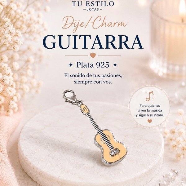 Producto - Dije ganchito guitarra Plata 925
