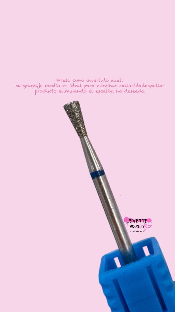 Producto - FRESA MANICURIA RUSA CONO INVERTIDO AZUL