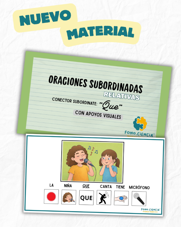 Producto - ORACIONES SUBORDINADAS RELATIVAS:  "QUE" - CON APOYOS VISUALES