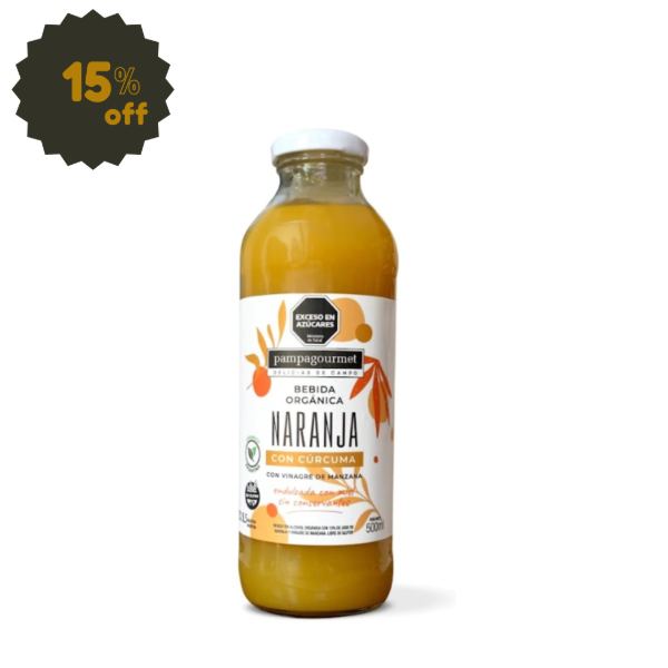 Producto - Jugo Orgánico  Naranja c/vinagre de Manzana y Curcuma  x 500