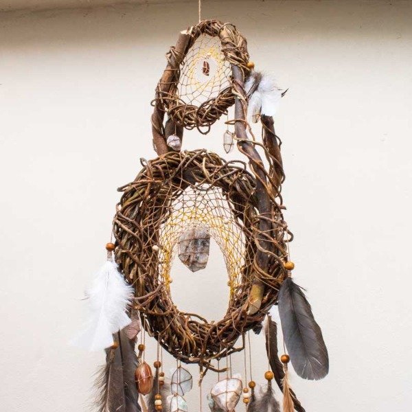 Producto - Atrapasueños 3D auténtico, grande, de 2 niveles, con 13 piedras preciosas