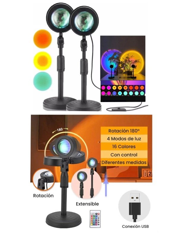 Producto - Lampara sunset usb 16 colores