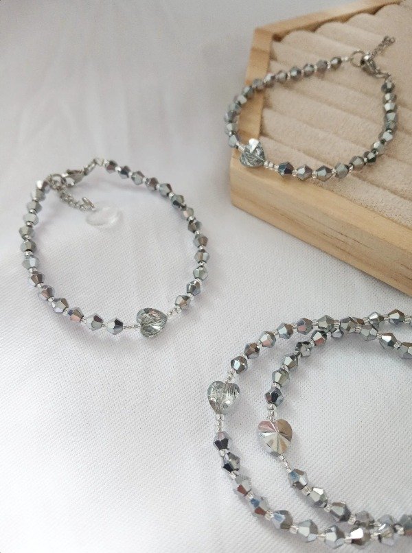 Producto - Pulsera Corazón Cristal Plateada