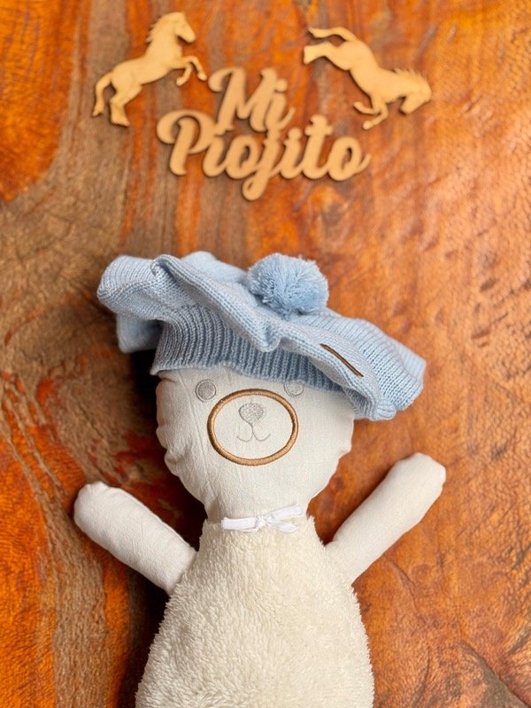 Producto - Boina Hilo Celeste Pastel Pompón - 1