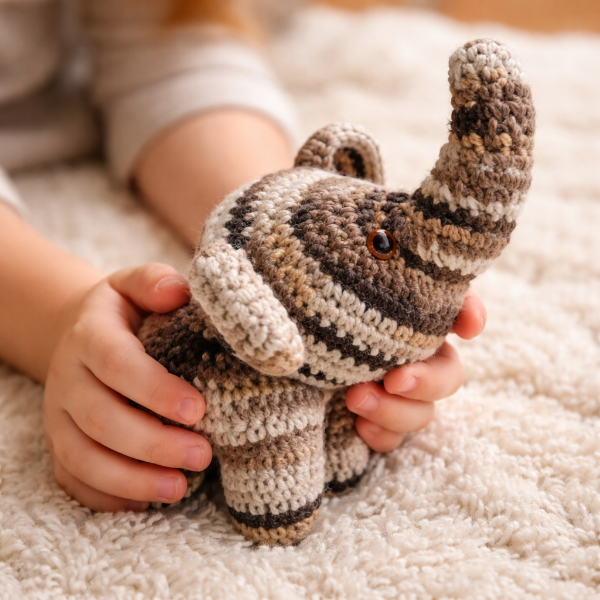 Producto - Elefante de Lana Matizada - Amigurumi - Elefantes Tejidos a Crochet
