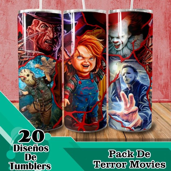 Producto - Diseños Digitales / Plantillas Para Tumblers De Peliculas De Terror