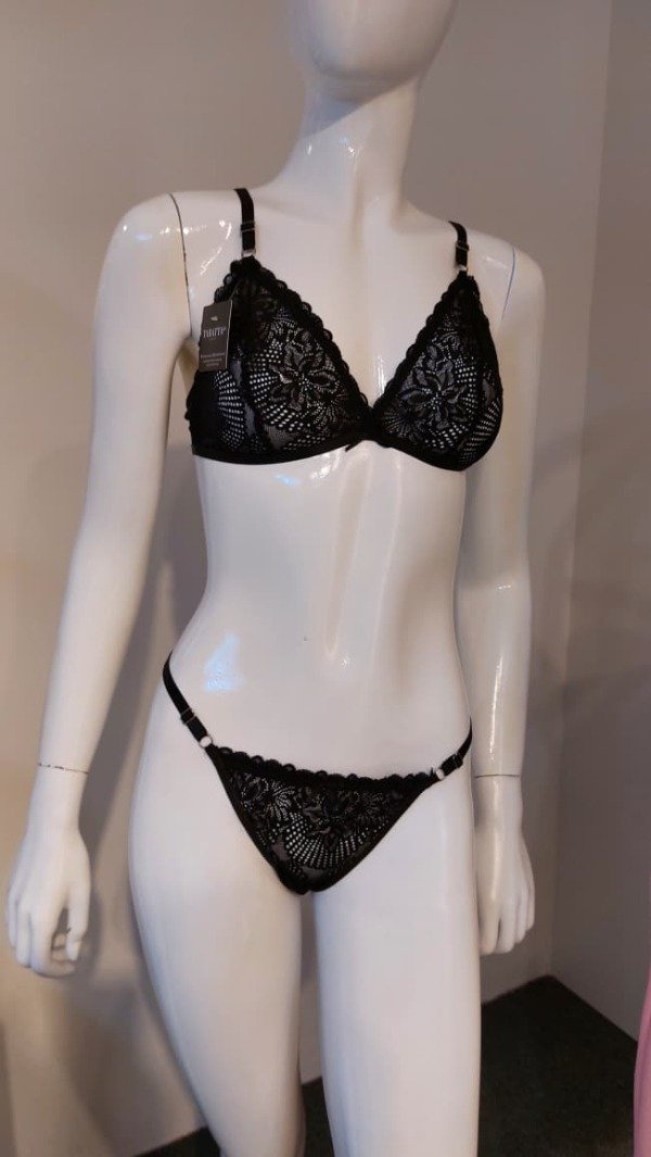 Producto - Conjunto triángulo de encaje negro - 2