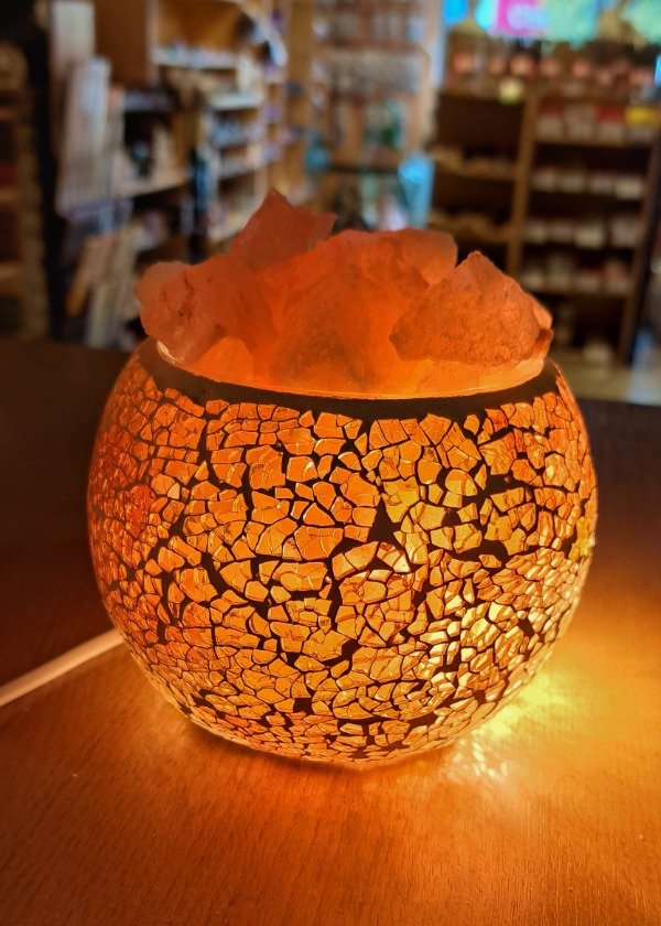 Producto - Lampara de Sal Fanal Vidrio Agrietado dorado