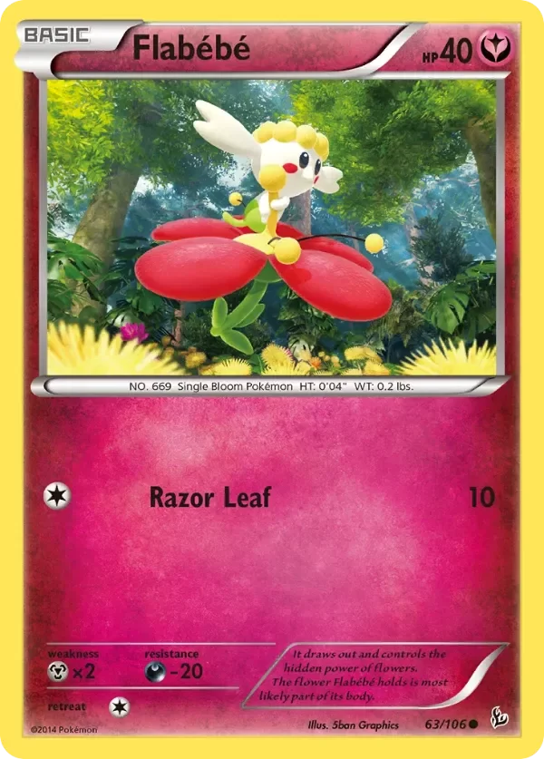 Producto - Flabébé 63/106 Common Flashfire Pokemon Card T1