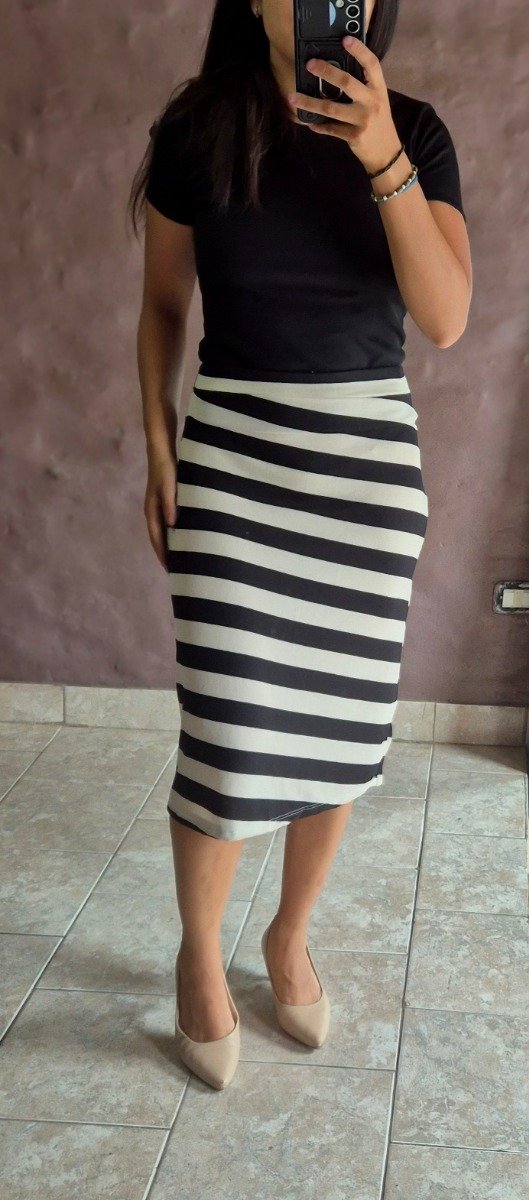 Producto - Falda lanilla recta rayas (Talle S a XL)