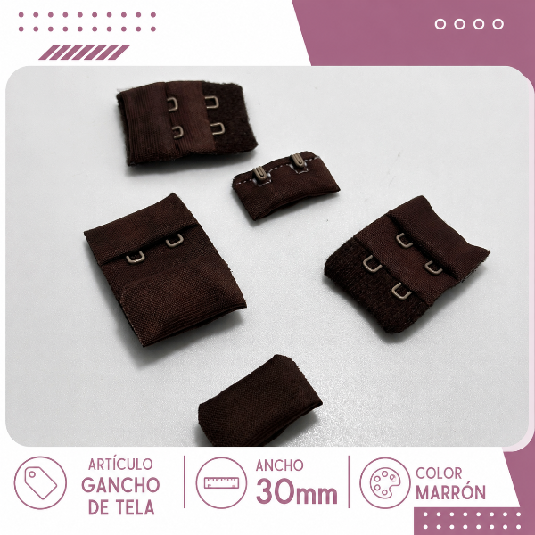 Producto - Gancho de tela 30mm marrón (por unidad)