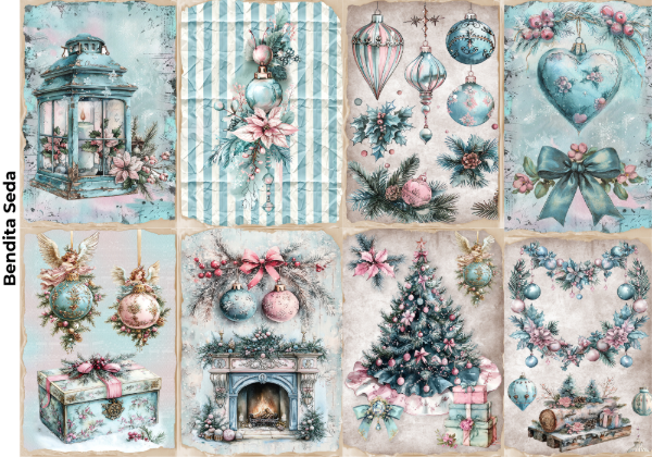 Producto - Bendita Seda 005 Navidad Azul y rosa