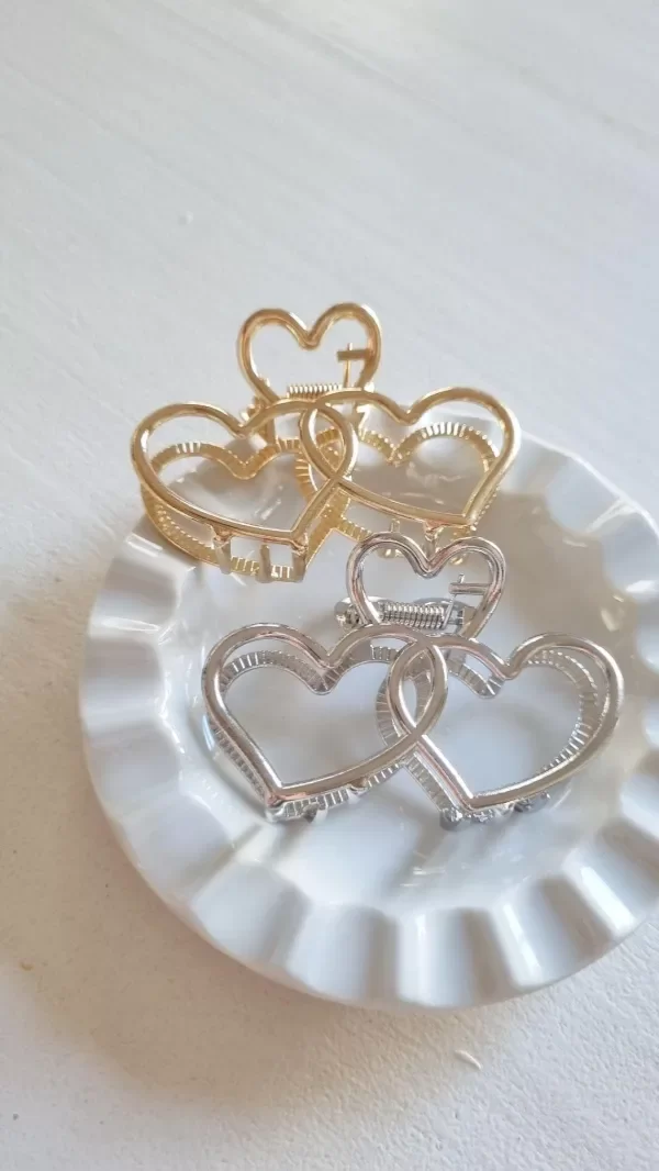 Producto - Broches metalicos doble corazon dos colores