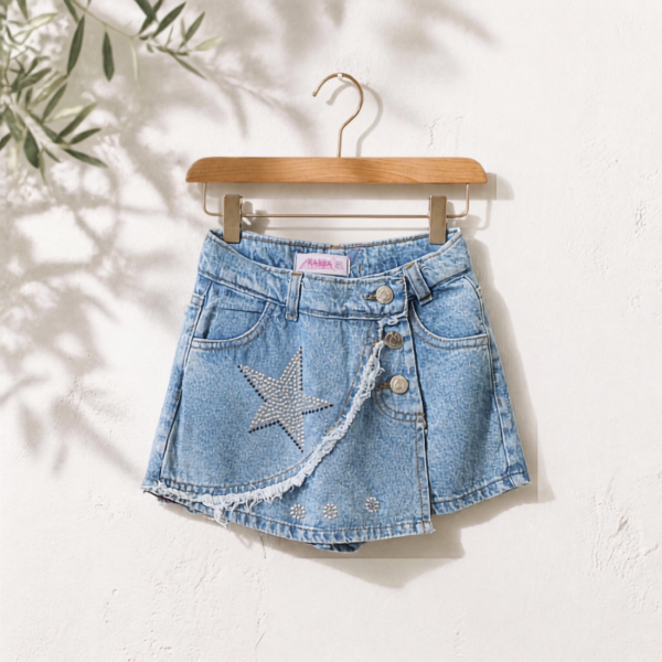 Producto - Short Pollera de Jean con Strass