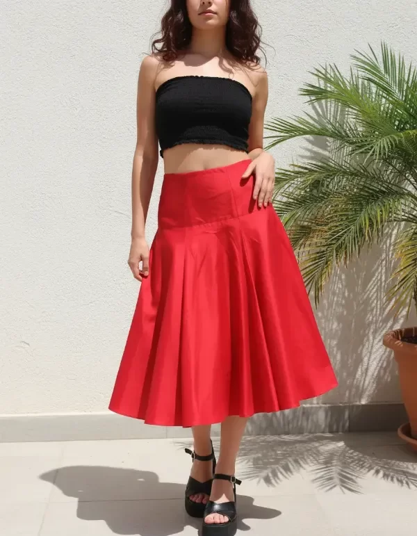 Producto - Pollera plato circular pin up Retro Rojo - 4