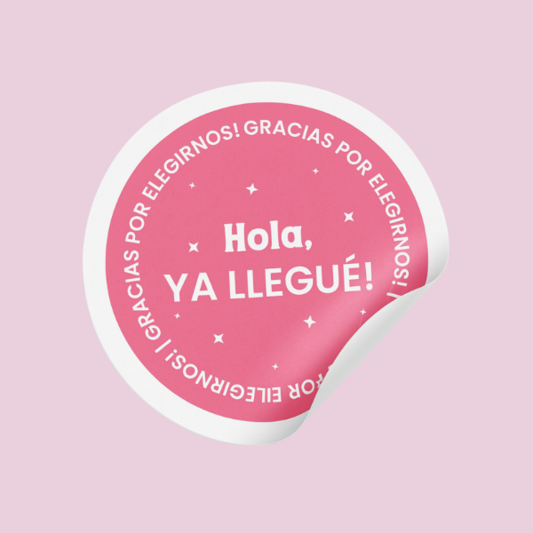 Producto - Plancha de Stickers "HOLA, YA LLEGUÉ!" 3cm