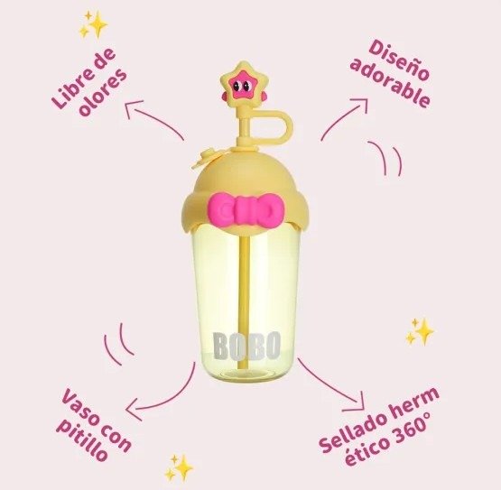 Producto - Vaso hermético kawaii con sorbete 1000ml - 5