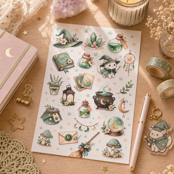 Producto - Plancha de stickers Magico Verde