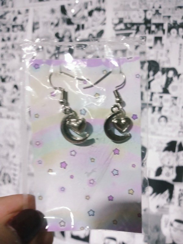 Producto - Aros fantasia luna y corazón - 0