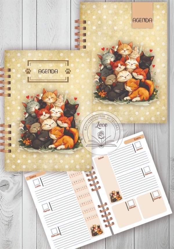 Producto - Pack imprimible Agenda perpetua Gatitos Kawaii