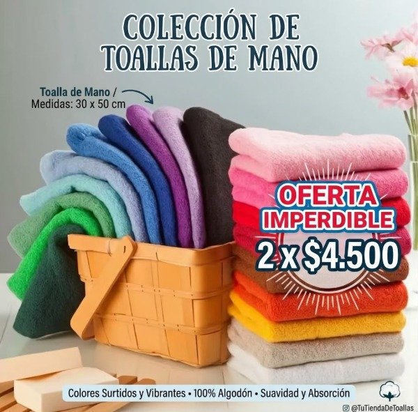 Producto - PACK X2 TOALLA MANO CHICA (30x50cm)