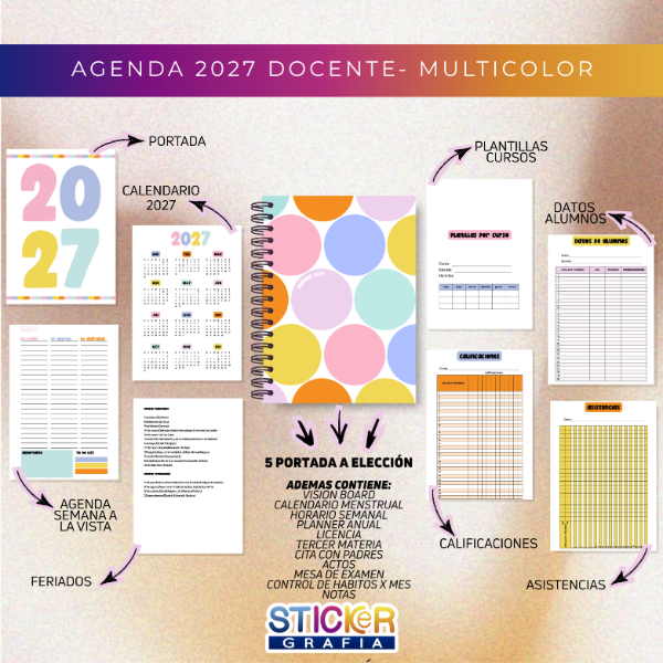 Producto - Agenda 2027 Docente Multicolor