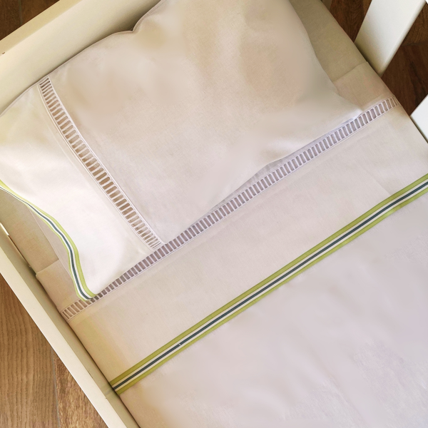 Producto - Juego de sábanas - Raya verde/azul