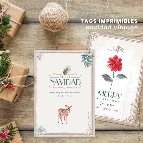 Producto - Tags Imprimibles "Navidad Vintage"
