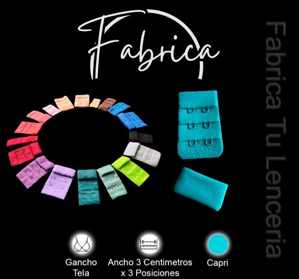 Producto - Gancho de tela Capri 3cm x 3 posiciones (por unidad)