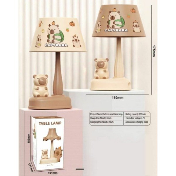 Producto - Lámpara Velador Recargable USB Capibara Con Sticker 342H
