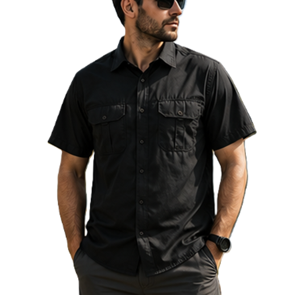 Camisa Trekking Mangas Cortas Elt 3741 Negro