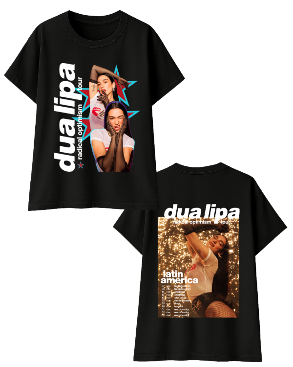 Producto - Remera Dua Lipa Radical Optimism CON FECHAS - Negro
