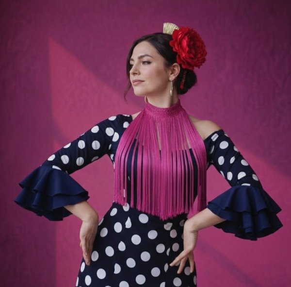 Producto - Collar De Flecos De Seda Recto Fucsia