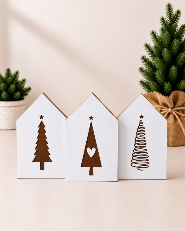 Producto - Casitas decorativas navideñas color blanco - 0