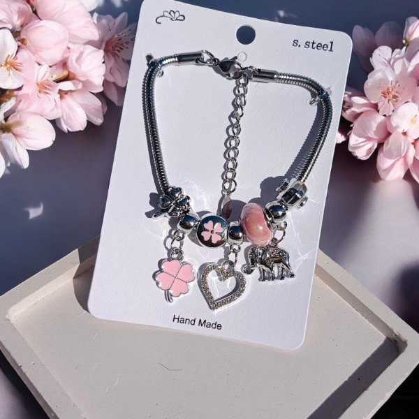 Producto - Pulsera de Acero corazón Regulable Detalles Rosa