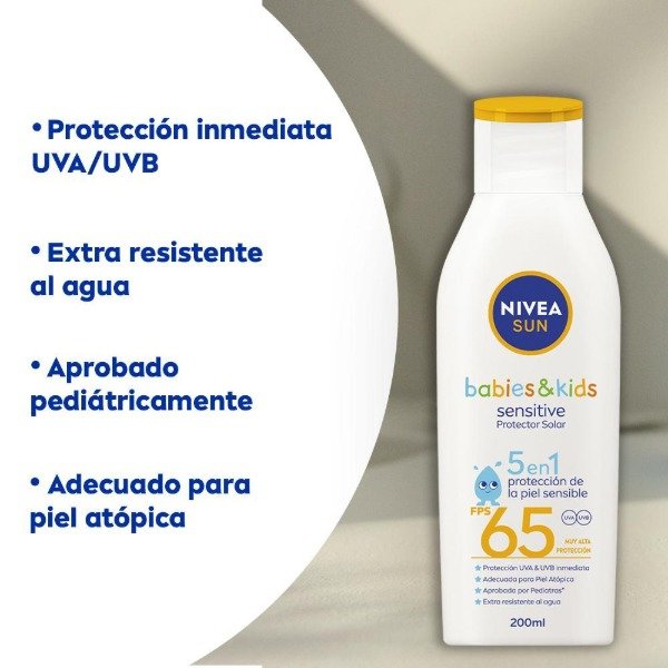 Producto - Protector solar Nivea Babies y kids sensitive Fps 65 200ml - 1