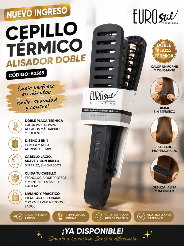 Producto - Eurostil cepillo térmico doble alisar