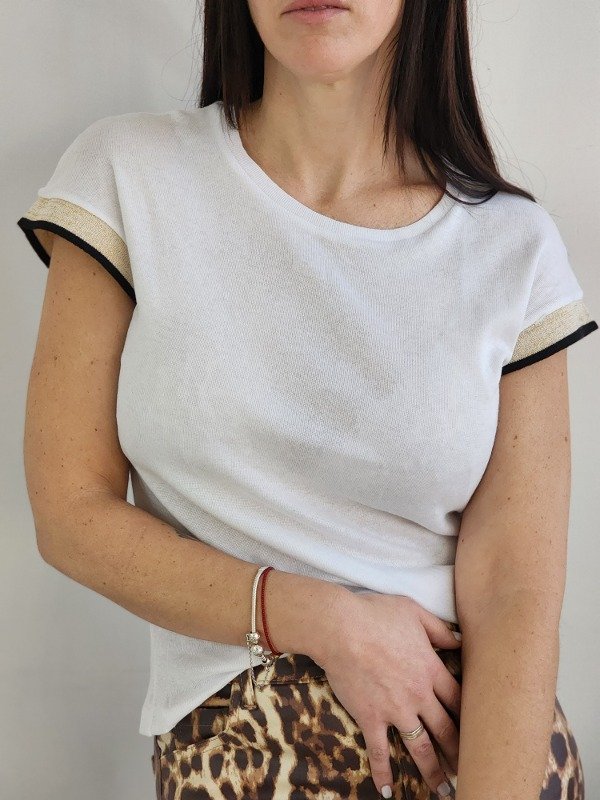 Top Manga Japonesa Punto Bicolor Lurex