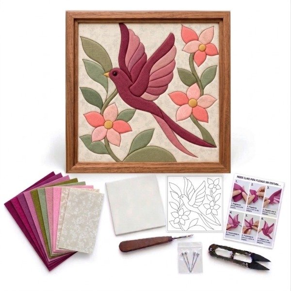 Producto - Kit Kinusaiga con bastidor Patchwork sin Costura Bird III - 0