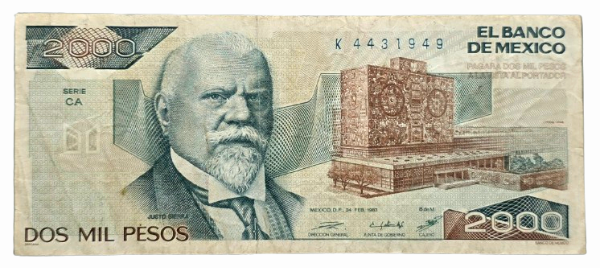 Producto - Mexico 2000 Pesos Justo Sierra, Secr. de Educación Pick.86 VF