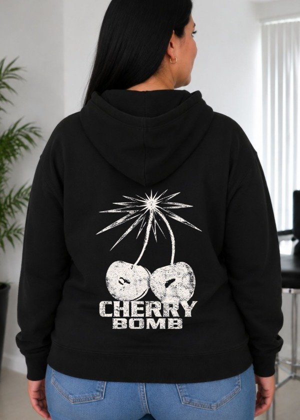 Producto - Buzo Canguro Oversize Negro (CHERRY BOMB)