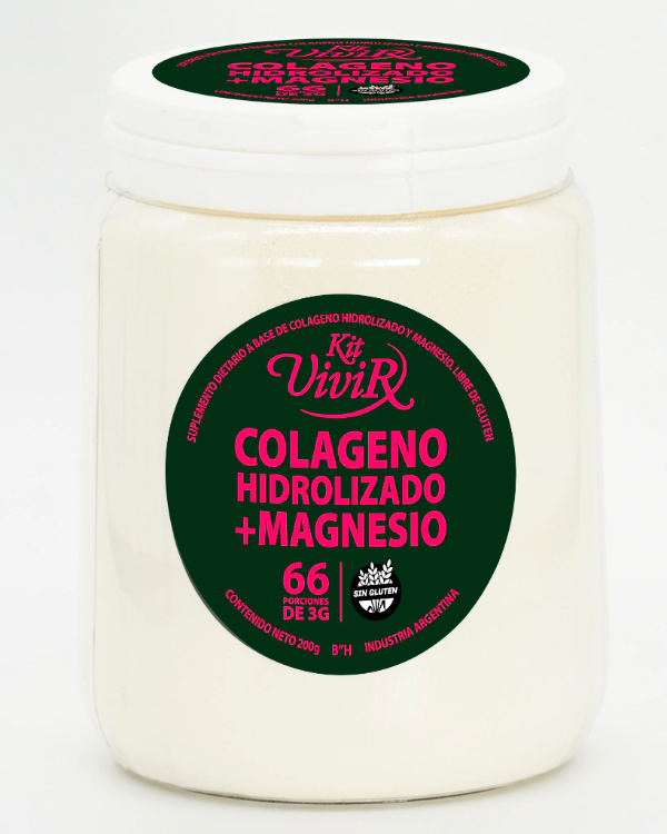 Producto - Kit Vivir LINEA PURA Colageno Peptides Hidrolizado Magnesio 200Gr (66 Porciones)