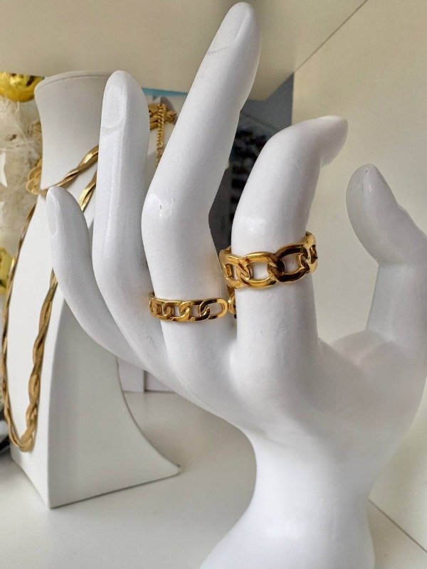 Producto - Anillos cubanos acero dorado