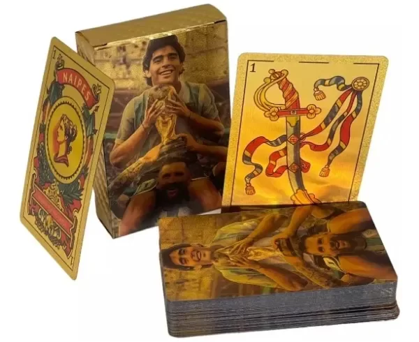 Producto - NAIPES MAZO DE CARTAS ESPAÑOLAS MARADONA Y MESSI DORADO