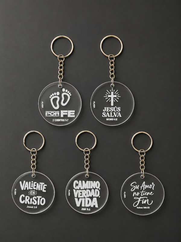 Producto - Llaveros circulares de acrilico con arandela de metal PROMO X4 UNIDADES