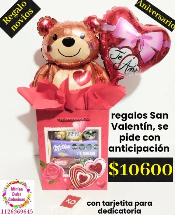 Producto - Regalo San Valentín bolsa visor con golosinas globos y tarjetita