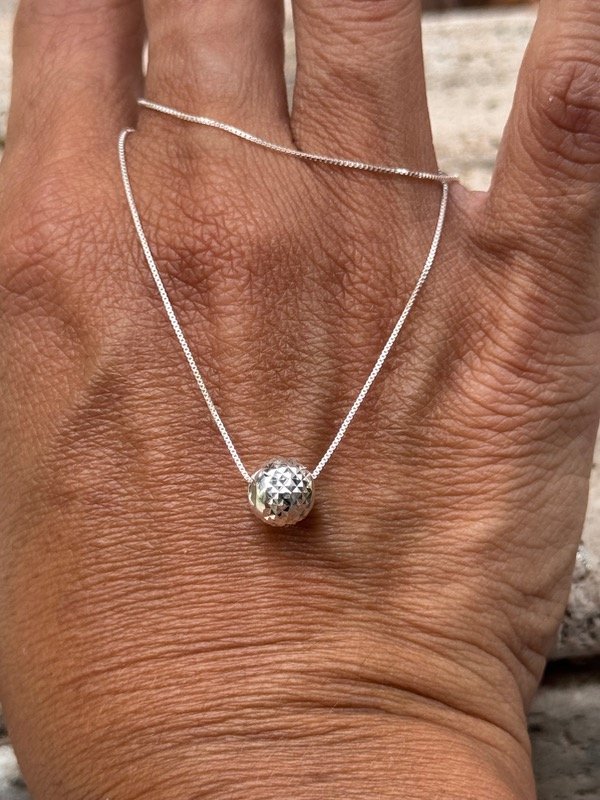 Producto - Cadena bolita brillosa plata lisa