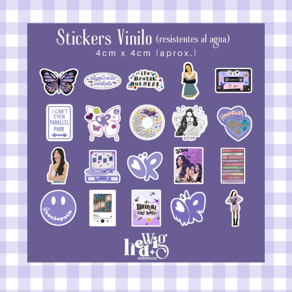 Producto - Pack 20 Stickers Vinilo OLIVIA RODRIGO