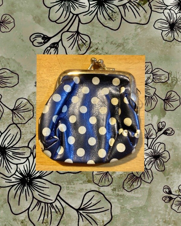 Producto - Monedero vintage chico Azul c/lunares